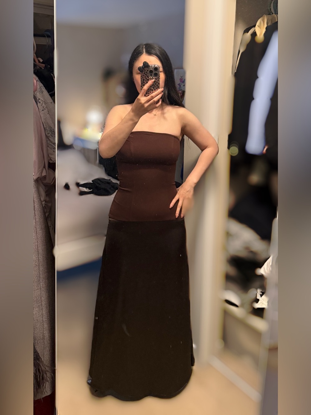 Strapless Brown Maxi Dress